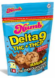 NUMB CANNABIS CO: DELTA 9 THC + THCP CHOCOLATE CHIP COOKIES - 200MG