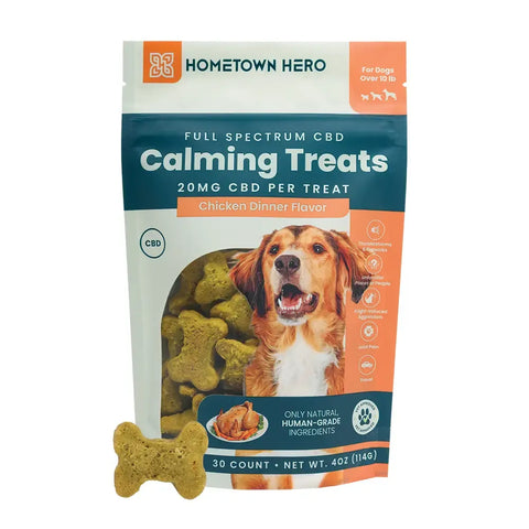 HOMETOWN HERO: CALM AND COMFORT CBD DOG TREATS - FULL SPECTRUM - 600MG