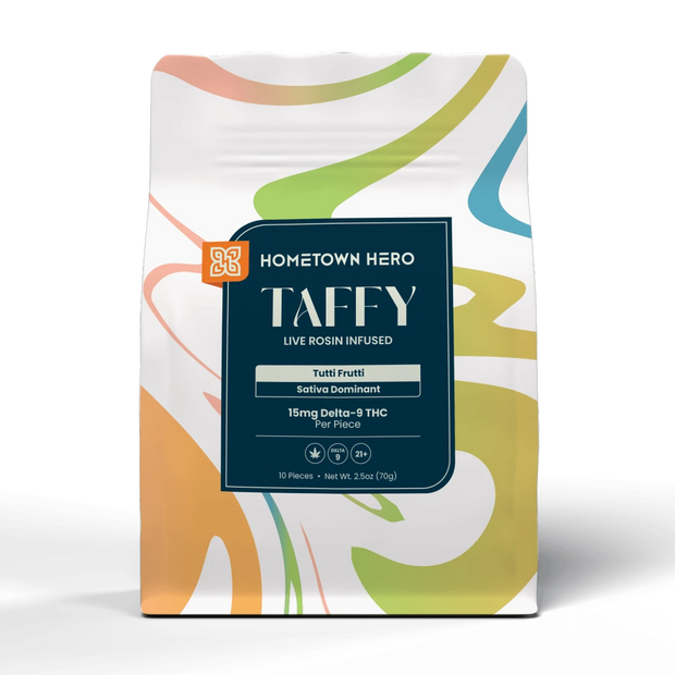 HOMETOWN HERO: TUTTI FRUTTI DELTA 9 THC TAFFY (SATIVA) - 150MG