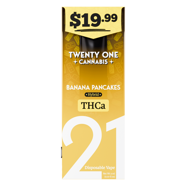 TWENTY ONE CANNABIS: BANANA PANCAKES THCA DISPOSABLE - 2G