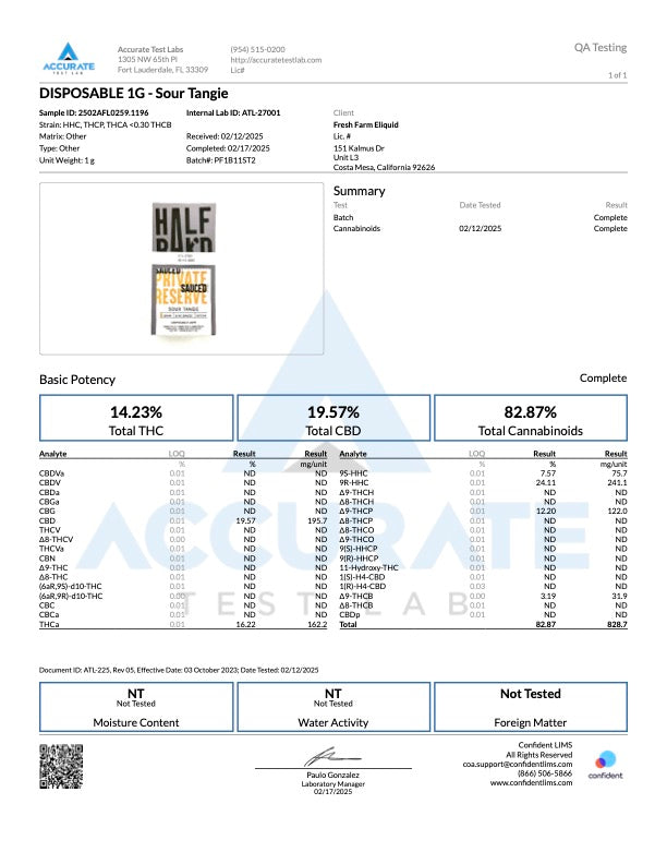 HALF BAK'D: PRIVATE RESERVE SAUCE'D DISPOSABLE - 1G