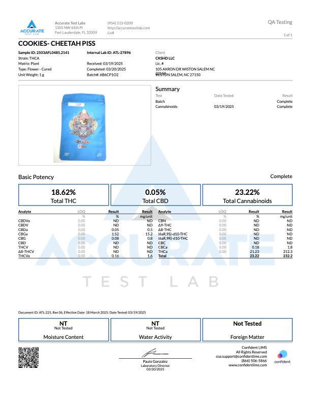 COOKIES – THCA FLOWER 28G (1OZ) – CHEETAH PISS