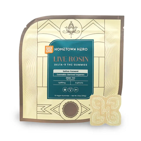 HOMETOWN HERO: UPLIFTING + EUPHORIA DELTA 9 THC LIVE ROSIN GUMMIES (SATIVA) - 250MG