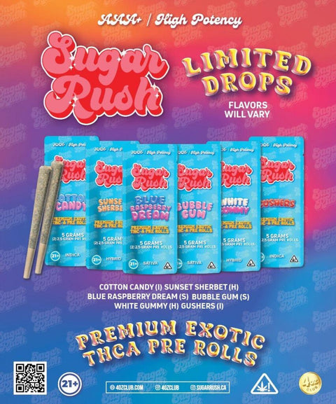 SUGAR RUSH: PREMIUM EXOTIC THCA PREROLLS - 5G