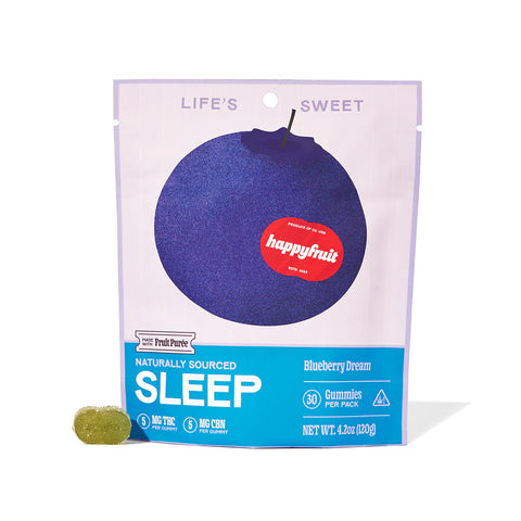 HAPPY FRUIT: BLUEBERRY DREAM SLEEP THC GUMMIES - 30CT