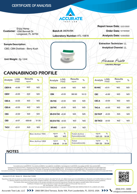 ENJOY: SLEEP CBD + CBN LIVE ROSIN BERRY KUSH DISPOSABLE - 2.2G