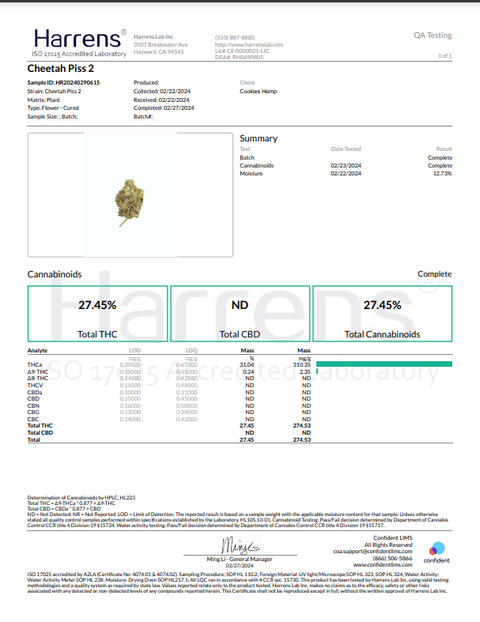 COOKIES: PRE-PACKAGED THCA FLOWER - CHEETAH PISS (HYBRID)