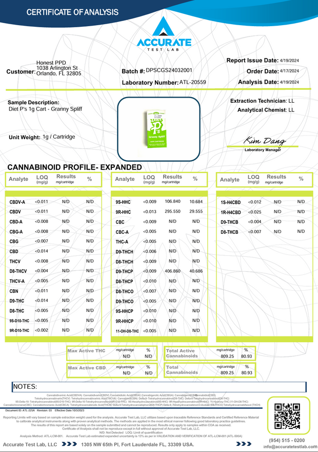 PUSHIN P'S: DIET P'S - 1G VAPE CARTRIDGE