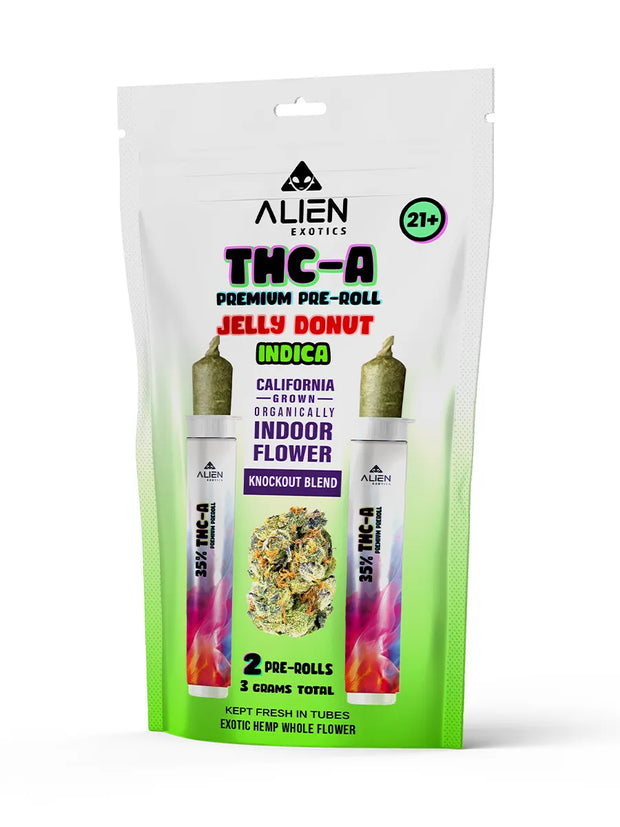 ALIEN EXOTICS: KNOCKOUT BLEND THCA PRE-ROLLS - 2CT