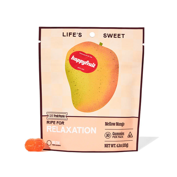 HAPPY FRUIT: MELLOW MANGO RELAXATION THC GUMMIES - 30CT