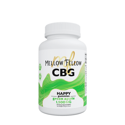 MELLOW FELLOW: CBG GREEN APPLE HAPPY GUMMIES - 1500MG