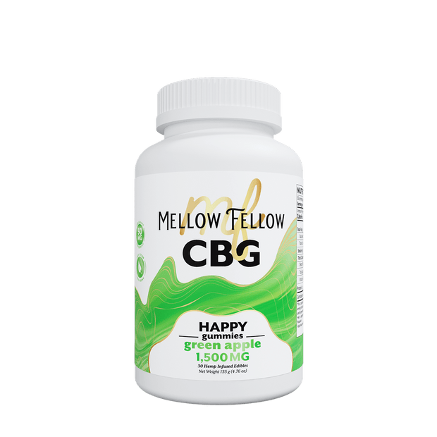 MELLOW FELLOW: CBG GREEN APPLE HAPPY GUMMIES - 1500MG