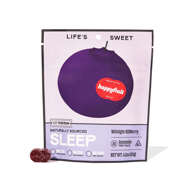 HAPPY FRUIT: MIDNIGHT REM BERRY SLEEP THC GUMMIES - 30CT