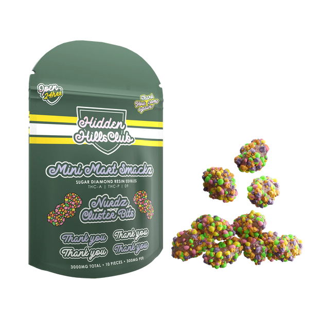 HIDDEN HILLS: NURDZ CLUSTER BITS - MINI MART EDBLES - 3000MG