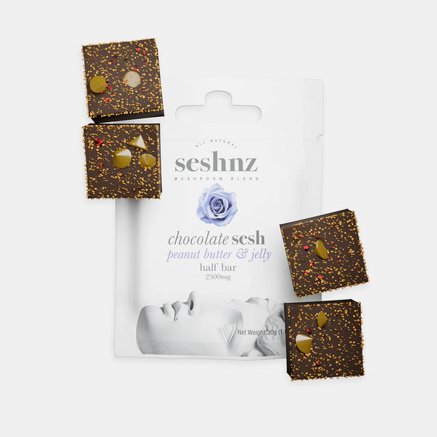 SESHNZ: ORGANIC CHOCOLATE MAGIC MUSHROOM HALF-BARS - 2500MG