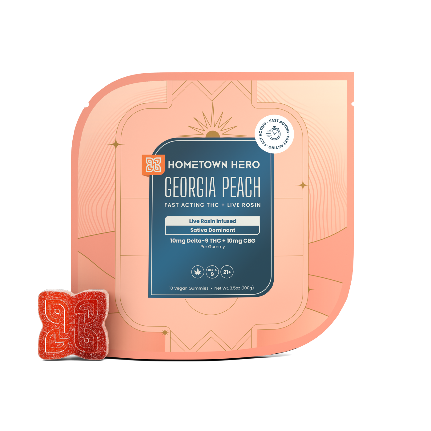 hometown hero delta 8 disposable vape HOMETOWN HERO: GEORGIA PEACH FAST ACTING LIVE ROSIN THC + CBG GUMMIES –  DR.SMOKE