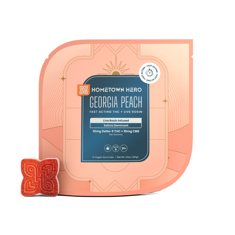 HOMETOWN HERO: FAST ACTING LIVE ROSIN THC + CBG GUMMIES - 10CT