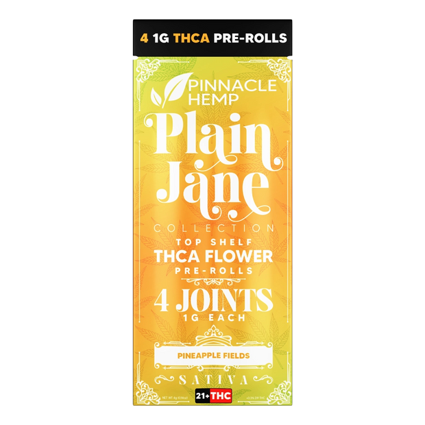 PINNACLE HEMP: PLAIN JANE TOP SHELF THCA PREROLLS - 4 x 1G