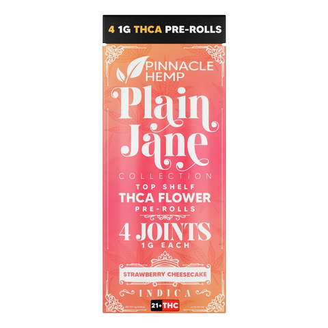 PINNACLE HEMP: PLAIN JANE TOP SHELF THCA PREROLLS - 4 x 1G