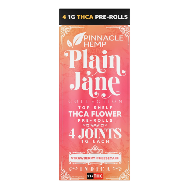 PINNACLE HEMP: PLAIN JANE TOP SHELF THCA PREROLLS - 4 x 1G