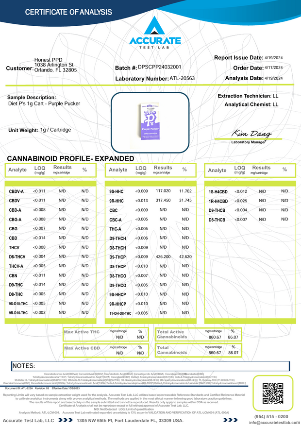 PUSHIN P'S: DIET P'S - 1G VAPE CARTRIDGE