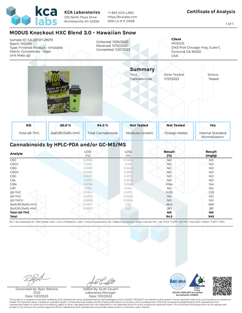 MODUS: MEDUSA HXC KNOCKOUT AIR DISPOSABLES - 2G