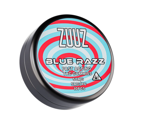ZUUZ: BLUE RAZZ FAST ACTING THC GUMMIES - 50MG