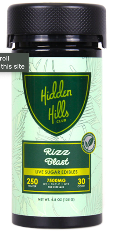 HIDDEN HILLS - LIVE SUGAR THC GUMMIES - 7500MG