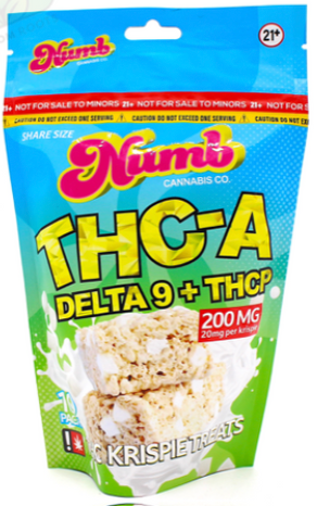 NUMB CANNABIS CO. - THCA + DELTA-9 THC RICE KRISPIE - 200MG
