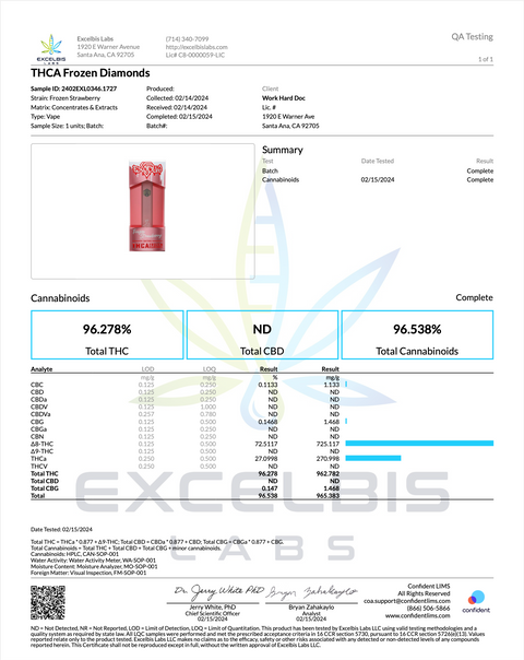 EXODUS: FROZEN DIAMONDS THCA DISPOSABLE - 2.2G