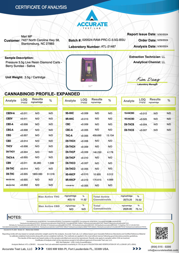 PRESSURE LOS ANGELES: LIVE RESIN THC-A CARTRIDGE - 3.5G