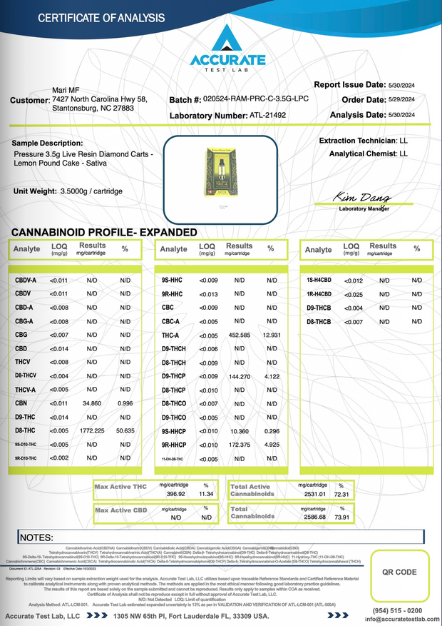 PRESSURE LOS ANGELES: LIVE RESIN THC-A CARTRIDGE - 3.5G