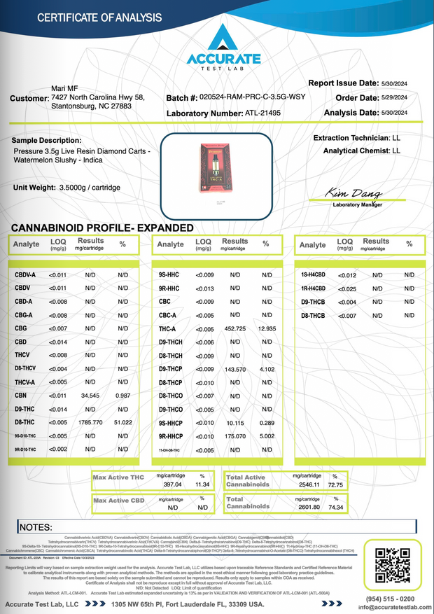 PRESSURE LOS ANGELES: LIVE RESIN THC-A CARTRIDGE - 3.5G