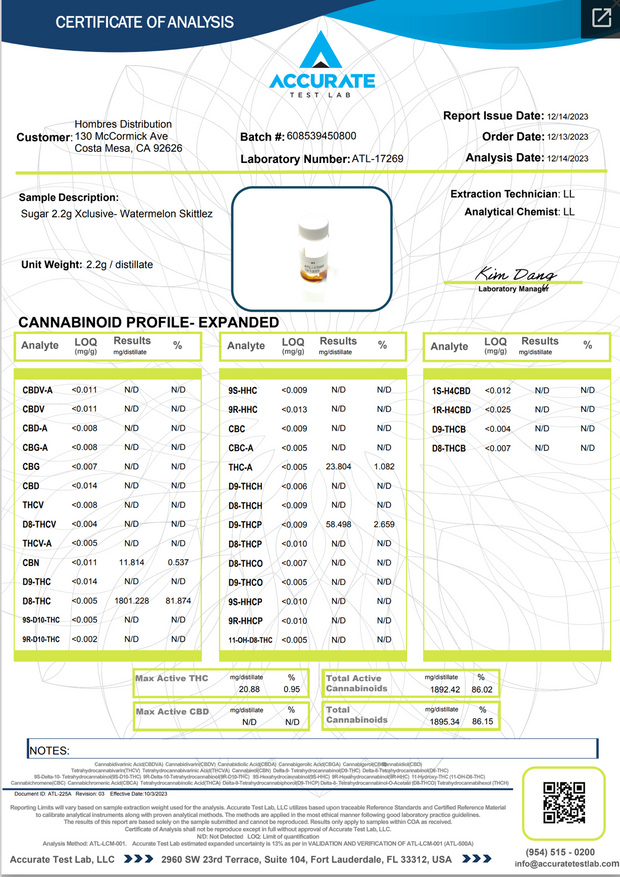 SUGAR: XCLUSIVE BLEND THCA DISPOSABLE - 2.2G