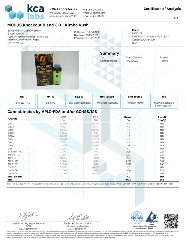 MODUS: KNOCK OUT BLEND 2.0 CARTRIDGE - 2000MG