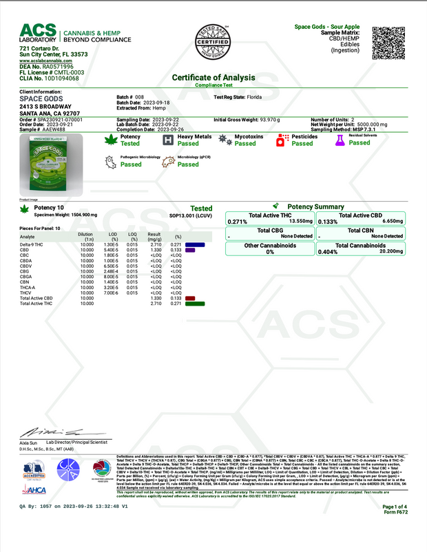 SPACE GODS: ENHANCED FLAVOR DELTA 9 THC GUMMIES - 60MG