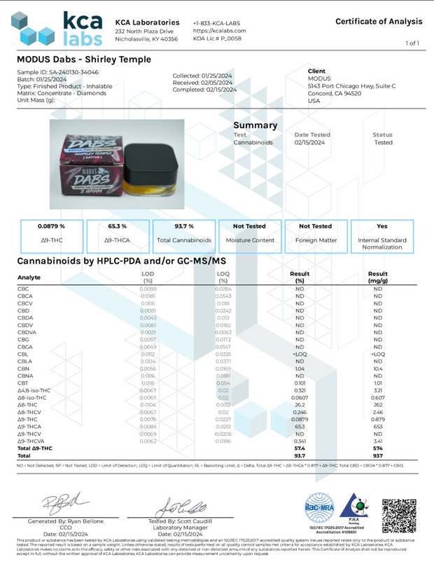 MODUS: EXOTIC THCA DIAMOND DABS - 2G