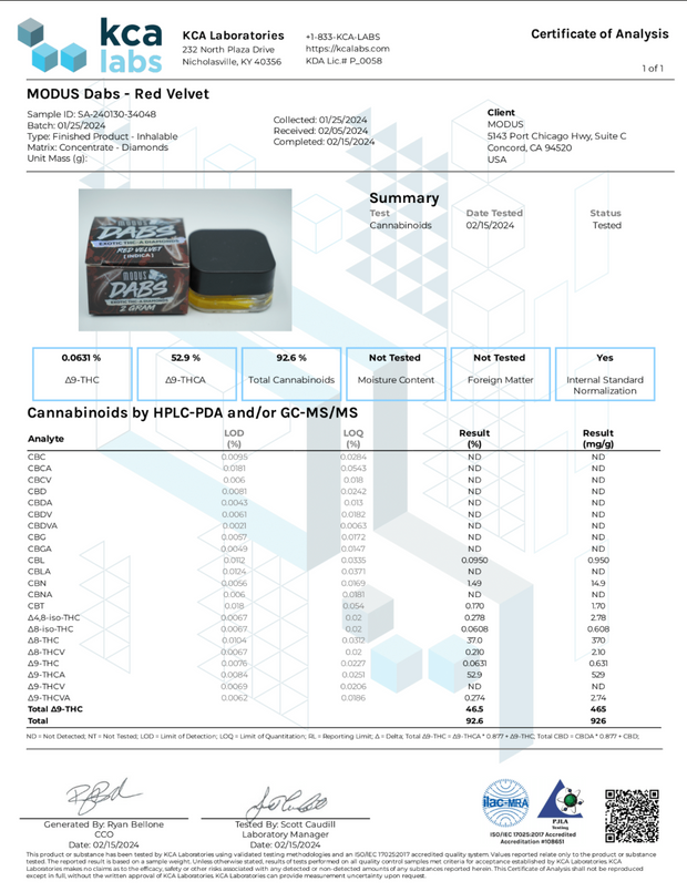 MODUS: EXOTIC THCA DIAMOND DABS - 2G