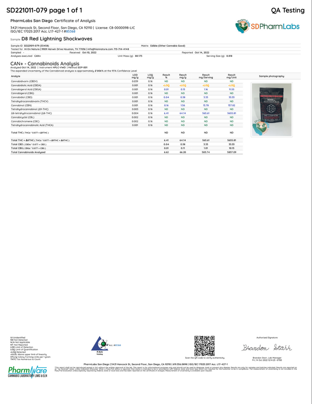 HI ON NATURE: SHOCKWAVE KNOCKOUT SOUR BELTS - 5000MG