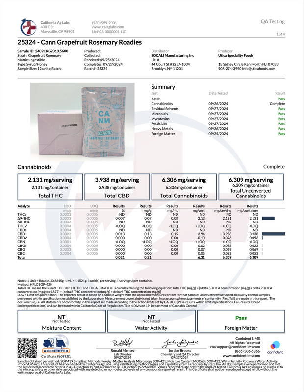 CANN: ROADIE ALL-NATURAL SOCIAL TONIC  THC + CBD - 6MG