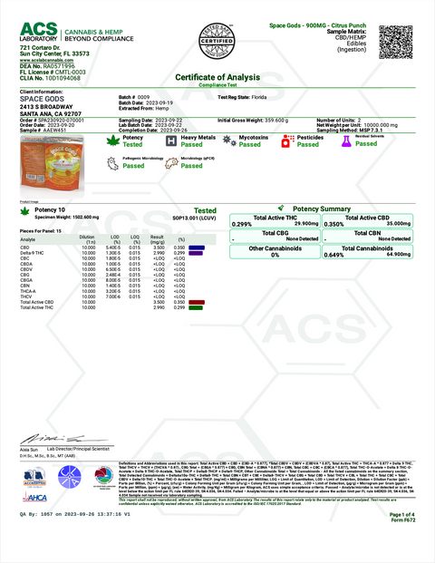 SPACE GODS: ENHANCED FLAVOR 1:1 DELTA-9 THC + CBD SPACE GUMMIES - 900MG