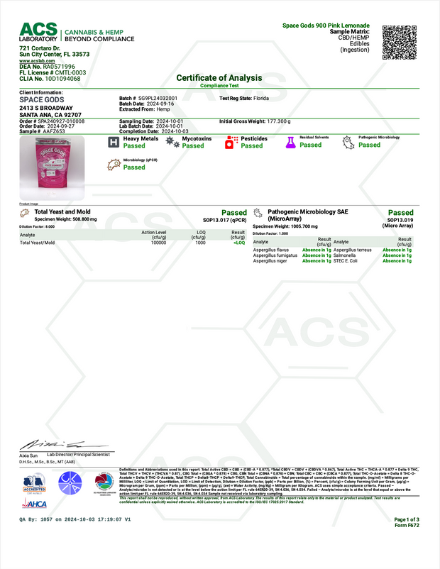 SPACE GODS: ENHANCED FLAVOR 1:1 DELTA-9 THC + CBD SPACE GUMMIES - 900MG