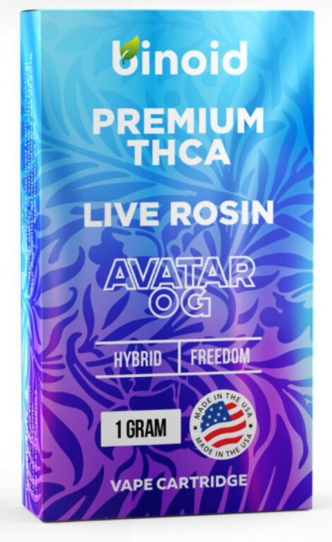 BINOID: PREMIUM THCA LIVE ROSIN CARTRIDGE - 1G