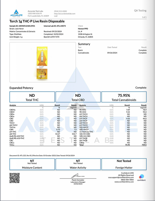 TORCH: THC-P LIVE RESIN DISPOSABLE - 1G