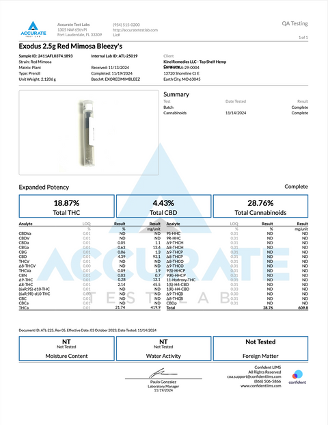 EXODUS: BLEEZY'S THCA DIAMOND BLUNT - 2.5G