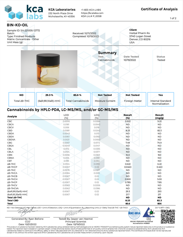 BINOID: PREMIUM KNOCKOUT BLEND TINCTURE - 1000MG