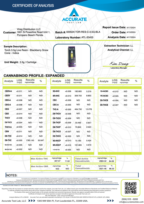 TORCH: LIVE RESIN THCA DIAMOND CARTRIDGE - 3.5G