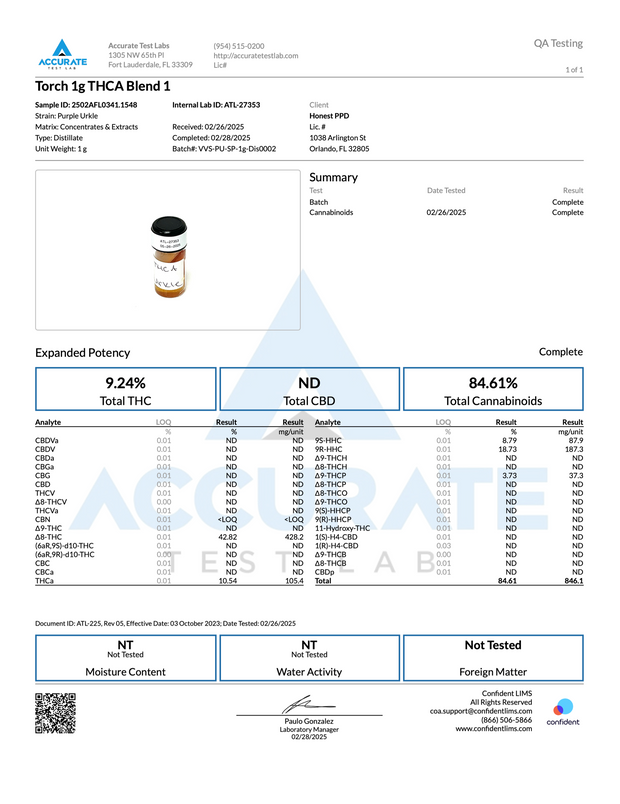 TORCH: THC-A VVS DIAMOND BLEND DISOPSABLE - 1G