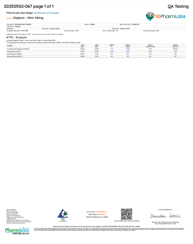 DOPIUM: 7-HYDROXYMITRAGYNINE TABLETS - 300MG