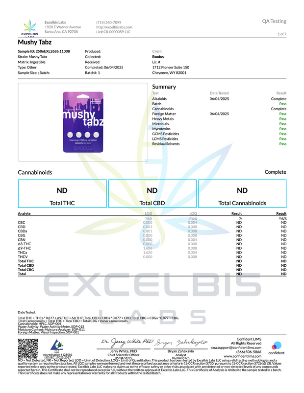 EXODUS: SUPER PSILI BLEND MUSHY TABZ - 1300MG PER TABLET